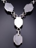 Vintage Silver & Malachite Navajo Handmade Necklace 6F22E