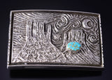 Silver & #8 Spiderweb Turquoise Tufacast Starry Morning Buckle Erick Begay 5H03V