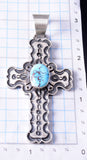 Sterling Silver and Golden Hills Turquoise Navajo Cross Pendant by June Delgarito 5L17T