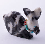 White and Black Marble Zuni Rabbit Fetish by Alvin Lamy - 5L09C