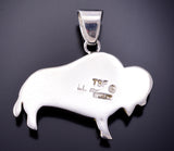 Silver & Turquoise Multistone Navajo Inlay Buffalo Pendant by TSF 3L07Z