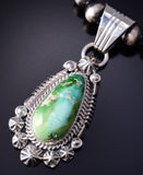 Silver & Sonoran Gold Turquoise Navajo Handmade Pendant by Marita Benally 5L13W