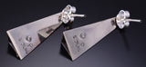 Silver & Coral Navajo Handmade Shadow Earrings by Felix Perry 6F17W