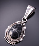 Silver & White Buffalo Turquoise Navajo Pendant by Samuel Yellowhair 3G03V