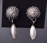 Silver Navajo Handstamped Concho Top Earrings by Louise Joe 3F19R