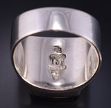 Size 12-3/4 Silver & Tiger Eye Multistone Navajo Inlay Mens Ring Bessie Johnson 5L05M