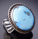 Size 10-3/4 Silver & Golden Hills Turquoise Navajo Round Ring - Tillie Jon 6H25H