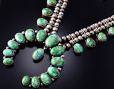 Silver Sonoran Gold Turquoise Squash Blossom Necklace Earring Set T. Smith 6G29N