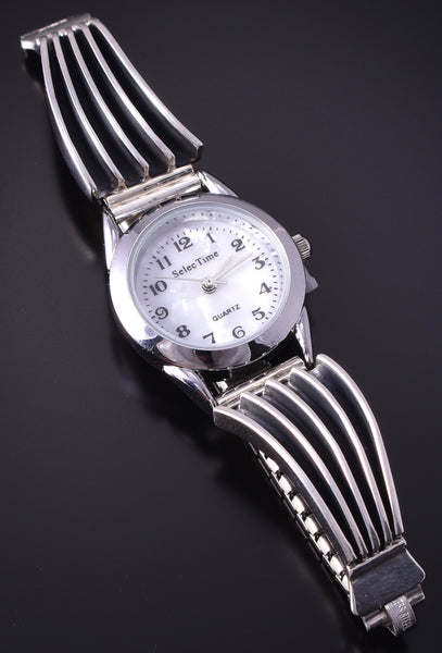 Silver Navajo Handmade Flowing River Watch by James Bahe 4F25M