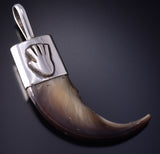 Silver Bear Claw "We were here" Navajo Handmade Pendant by Erick Begay 5G12X