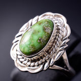 Size 8-3/4 Silver & Sonoran Gold Turquoise Navajo Ring by Virgil Chee 5L07Y