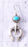 Silver & Turquoise Navajo Handmade Horseshoe Earrings by Gary Shorty 6D20Z
