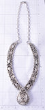 Vintage 19" Silver Feathers & Flowers Navajo Necklace by Anna Begay 5E06R