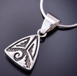Reversible Silver Multistone Navajo Inlay Triangle Pendant by TSF 3L08K