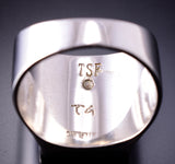 Size 11-1/2 Silver & Lapis Navajo Inlay Men's Ring by TSF 4A19V