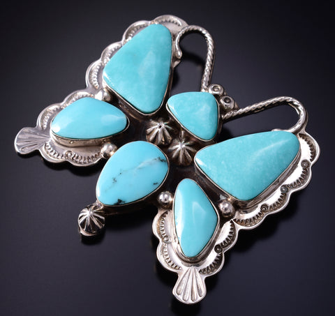 Silver & Turquoise Navajo Butterfly Pendant by Emerson Degarito 5J18W
