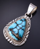 Vintage Silver & Turquoise Navajo Handmade Pendant by NE 5K10R
