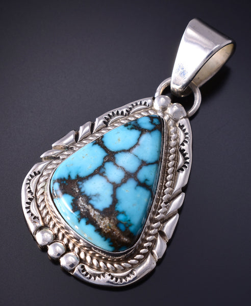 Vintage Silver & Turquoise Navajo Handmade Pendant by NE 5K10R