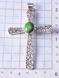 Silver & Sonoran Gold Turquoise Navajo Cross Pendant by Allen Lee 5L13F