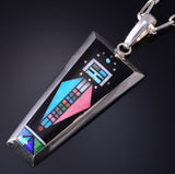 Silver Multistone Navajo Inlay Yei Bi Chei Long Pendant by Jimmy Harrison 5G12S