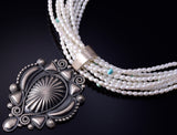 Fresh Water Pearl w/ Turquoise Nuggets Navajo Necklace by Erick Begay 5H03G