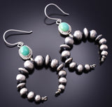 Silver & Turquoise Navajo Pearls Horseshoe Earrings by Grace Kenneth 3J22N