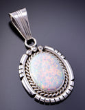 Silver & Opal Navajo Handmade Pendant by Samuel Yellowhair 3D06O