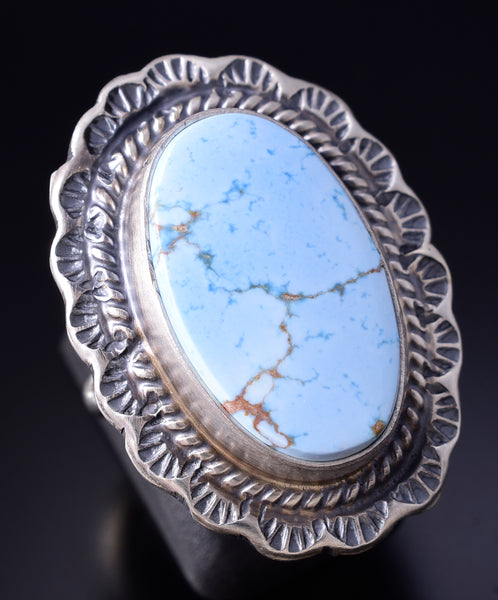 Size 6-1/2 Silver & Golden Hills Turquoise Navajo Ring - Thomas Francisco 5L07Q