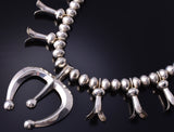 31" Silver Navajo Handmade Squash Blossom Necklace 5H21V