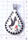 Vintage Silver Multistone Zuni Inlay Mallard Pendant Dennis Nancy Edaakie 6A21X