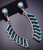 Zuni Needle Point Turquoise Earrings by Davis Kaamasee 4A19X