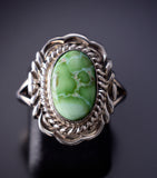 Size 6-3/4 Navajo Silver Sonoran Gold Turquoise Ring by Virgil Chee 6K27U