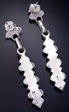 Silver & Turquoise Zuni Handmade Long Earrings by Olivia Qualo 5G16O