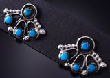 Silver & Turquoise Zuni Petit Point Earrings by Joanne Cheama 5G18G