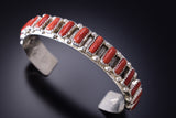 Large Size 15 Coral Stone Navajo Bracelet by Brian Jones 6K28P