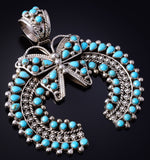 Silver & Turquoise Navajo Handmade Butterfly & Naja Pendant by Tina Jones 5J18G