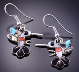 Silver Multistone Zuni Inlay Hummingbird Earrings by Tricia Leekity 4A25Q