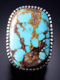 Size 13 Silver & Royston Turquoise Navajo Handfiled Men's Ring Erick Begay 6C02E
