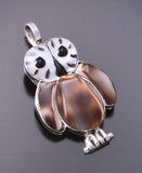 Silver Multistone Zuni Inlay Owl Pendant by Regina Kallestewa 3F19T