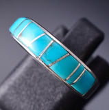 Size 7 Navajo Turquoise Inlay Ring by Edward Lee 6K27B
