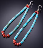 Turquoise & Spiny Oyster Shell Navajo Jacla Earrings by Joanne Garcia 6G29U