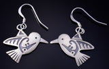 Silver Navajo Handmade Hummingbird Earrings by Robert Gene 5G22T