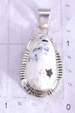 Silver & White Buffalo Turquoise Navajo Pendant by Norvin Johnson 5L05E