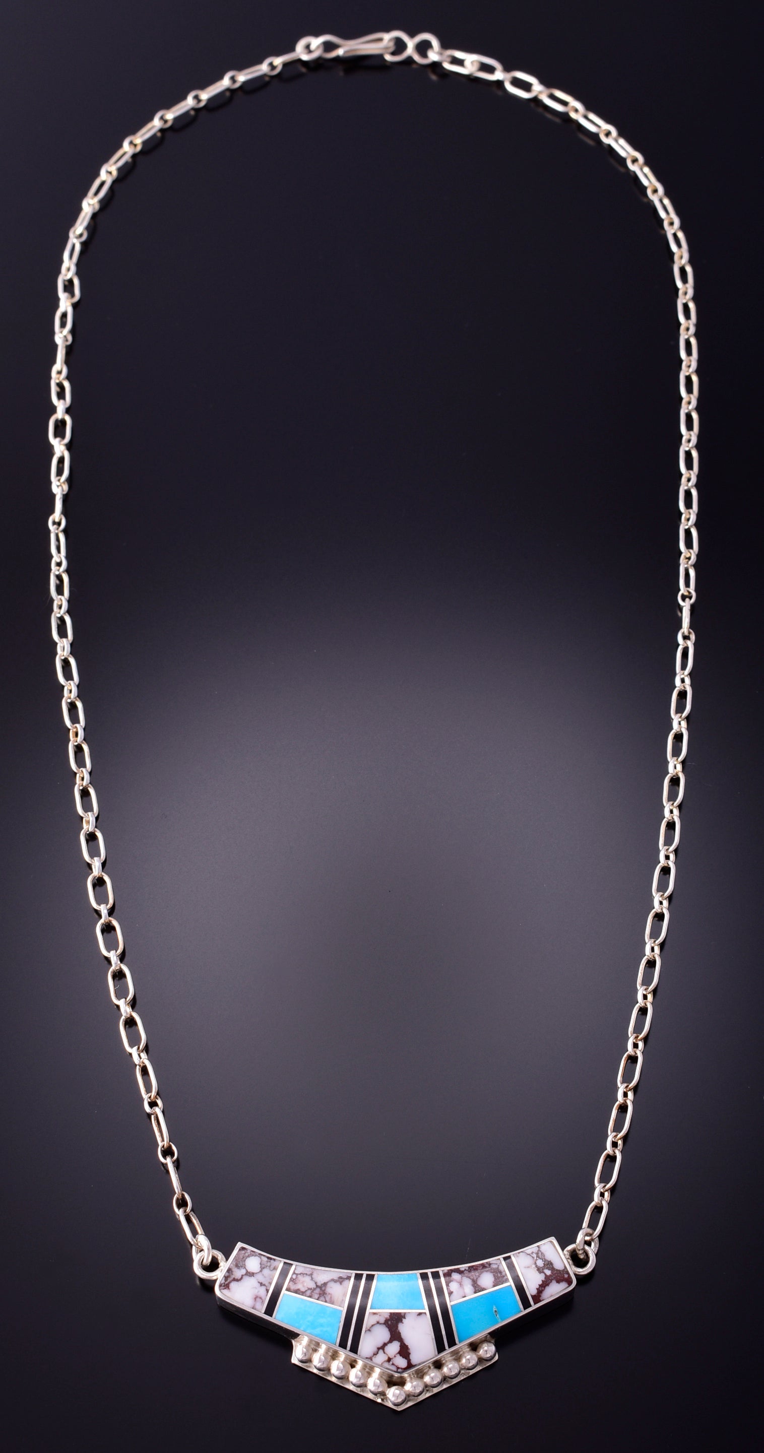 アクセサリー Navajo Turquoise Silver Necklace Navajo Flower Turquoise Drop Sterling Silver Necklace by