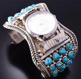 Silver & Sleeping Beauty Turquoise Men's Watch Bracelet by Marlene Haley 4A19S