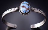 Silver & Golden Hills Turquoise Navajo Handmade Bracelet by Sam Yellowhair 6F09C