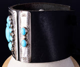 Vintage Silver & Turquoise Navajo Handmade Ketoh Wrap Bracelet Women's Size 5L17L