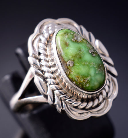 Size 8-3/4 Silver & Sonoran Gold Turquoise Navajo Ring by Virgil Chee 5L07Y