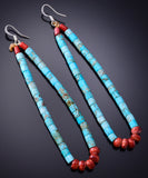 Turquoise & Spiny Oyster Shell Navajo Jacla Earrings by Joanne Garcia 6G29U