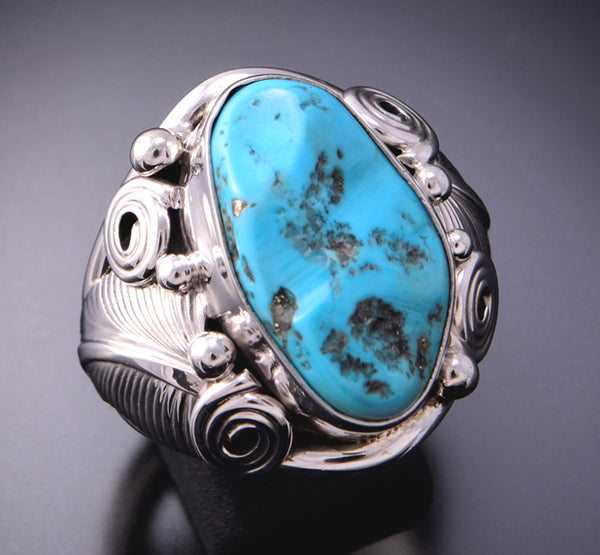 Size 10-3/4 Large Turquoise Men's Ring by Darrel Morgan 3E18D